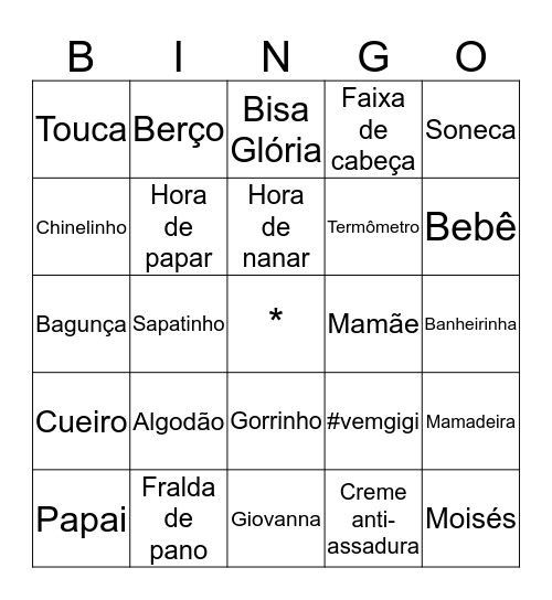 Chá de Fraldas da Giovanna! =) Bingo Card