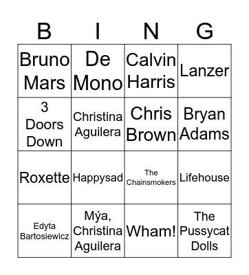 MUSIC BINGO! Bingo Card