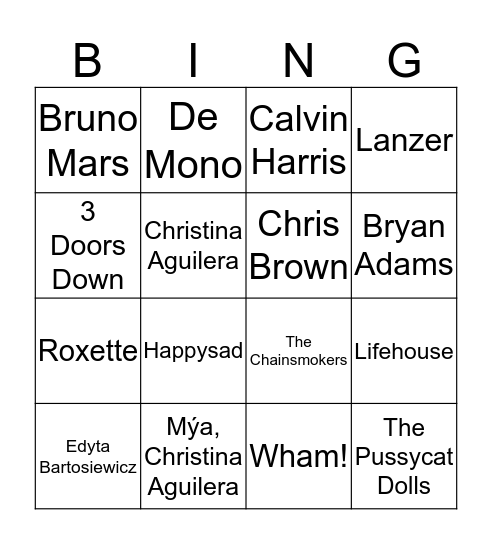 MUSIC BINGO! Bingo Card