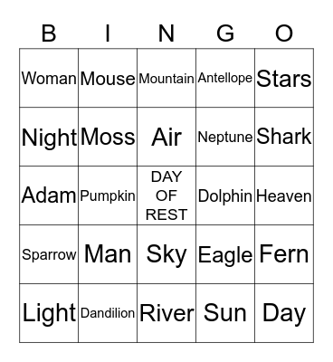 Creation BINGO Card