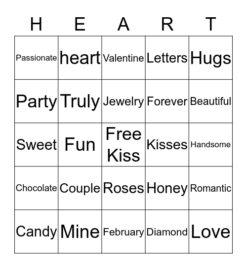 VALENTINE LOVER'S BINGO Card