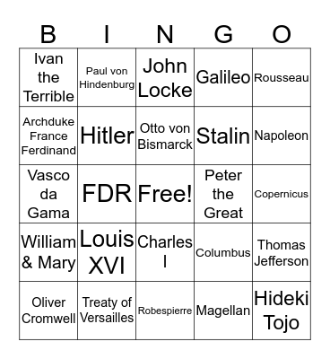World History Review I Bingo Card