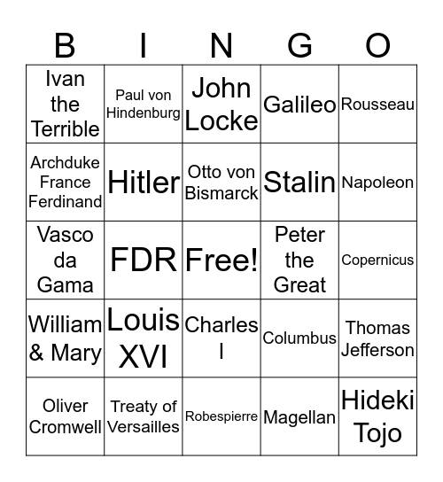 World History Review I Bingo Card