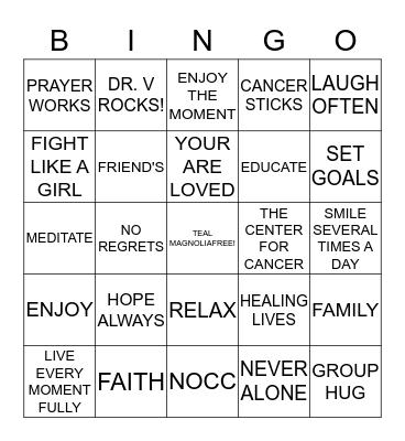 TEAL MAGNOLIA'S Bingo Card