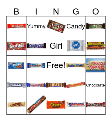 Candy Bar Bingo Card