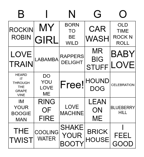 VINTAGE MUSIC BINGO Card