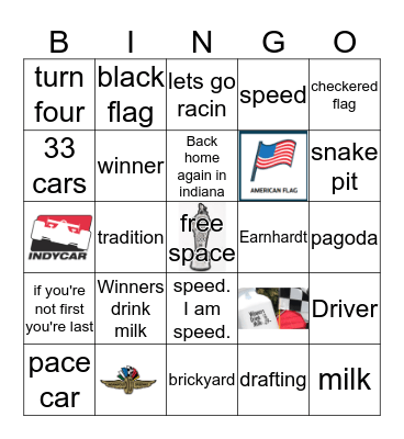 Elwood 500 Bingo Card
