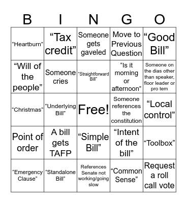 #MOLeg Bingo Card