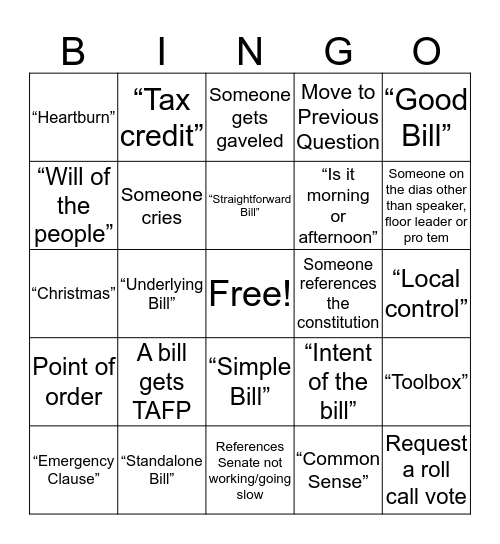 #MOLeg Bingo Card