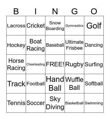 Franklin Patterson's Sports Bingo Card Bingo Card