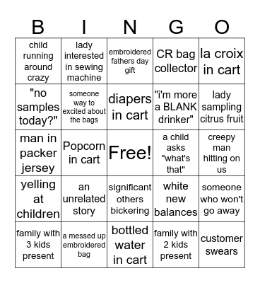 Costco Bingo Card