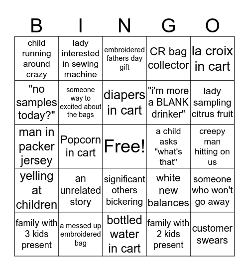 Costco Bingo Card