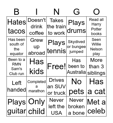 FACIT Bingo Card