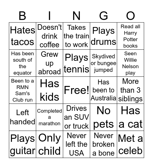 FACIT Bingo Card