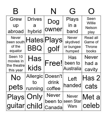 FACIT Bingo Card