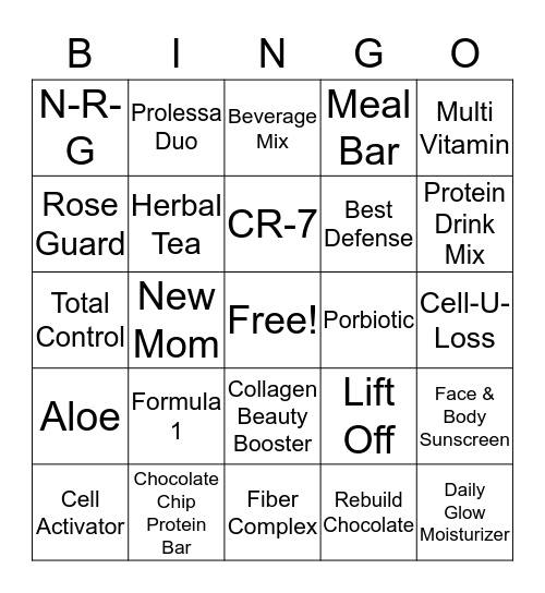 Herbalife Bing Bingo Card