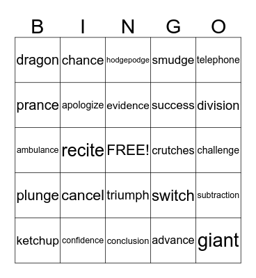 Substep Seven Bingo Card