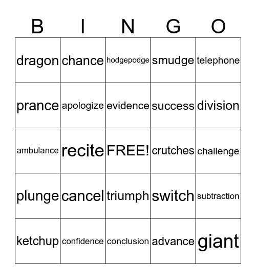 Substep Seven Bingo Card