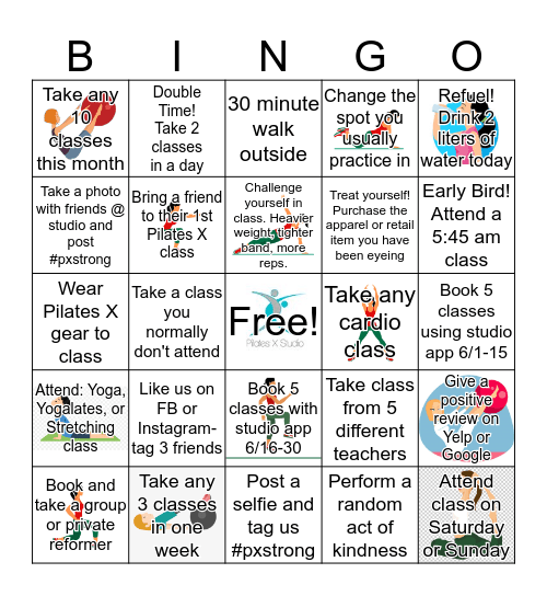 Pilates X Summer Bingo Card