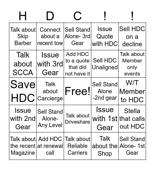 HDC!! Bingo Card