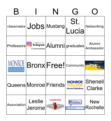 Monroe College Alumni  Bingo Card