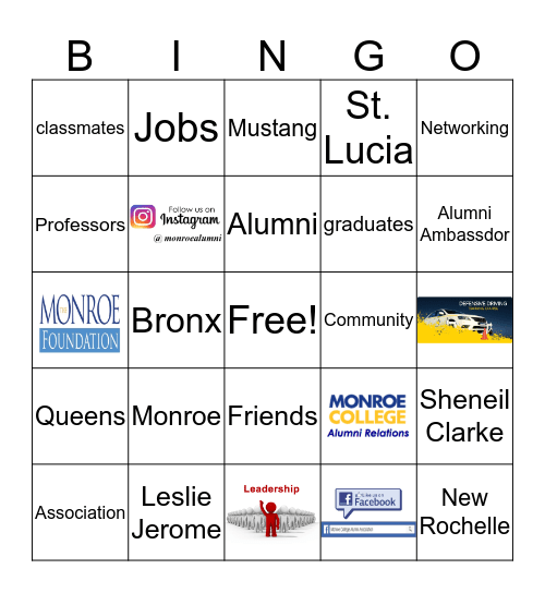 Monroe College Alumni  Bingo Card