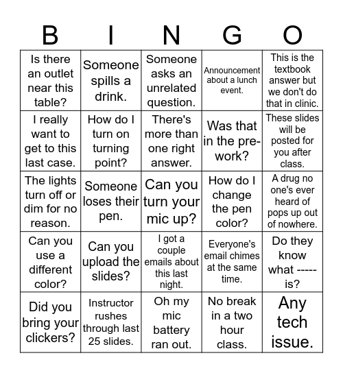 Workshop Bingo Card