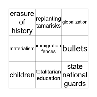Structural Violence  Bingo Card