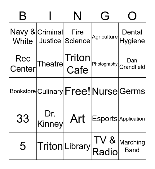 TRITON BINGO  Bingo Card