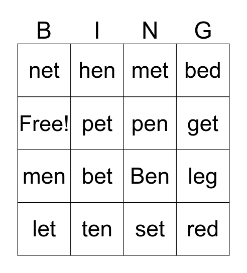 e Bingo Card