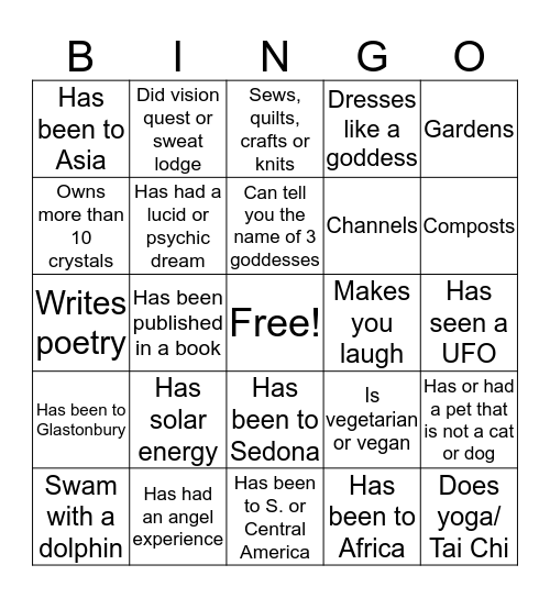 Prosperous Goddess Bingo Card