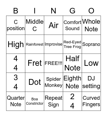4th and 5th Bingo Card