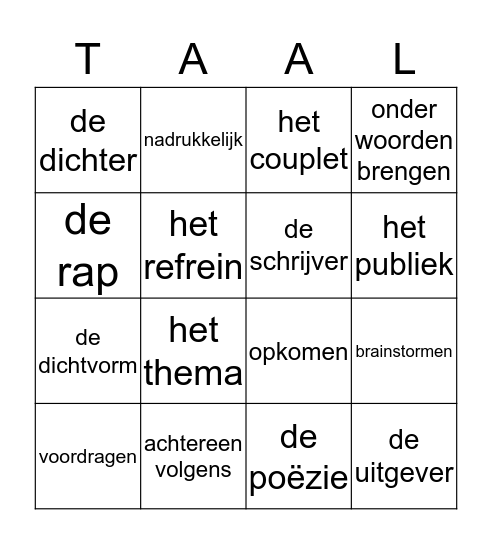 Thema 7, les 9 Bingo Card