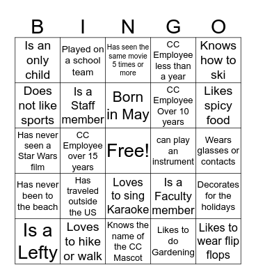 Beach Blanket "Get To Know You" Bingo Card