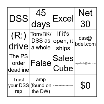 DSS Protocol Bingo Card