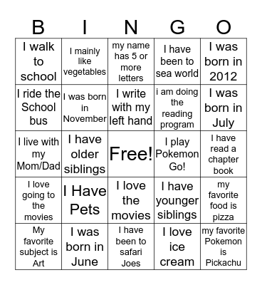 People Bingo Card