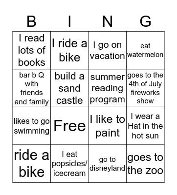 summer bingo Card