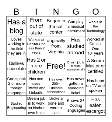 Magellan Bingo Card