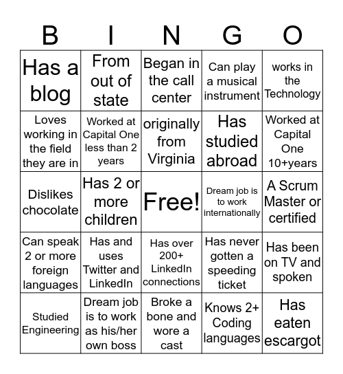 Magellan Bingo Card