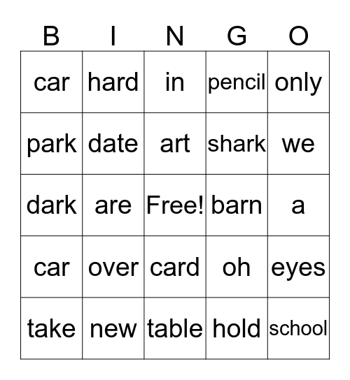 5th grade  Bingo Card