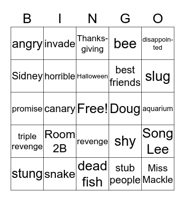 Horrible Harry in Room 2B Bingo Card