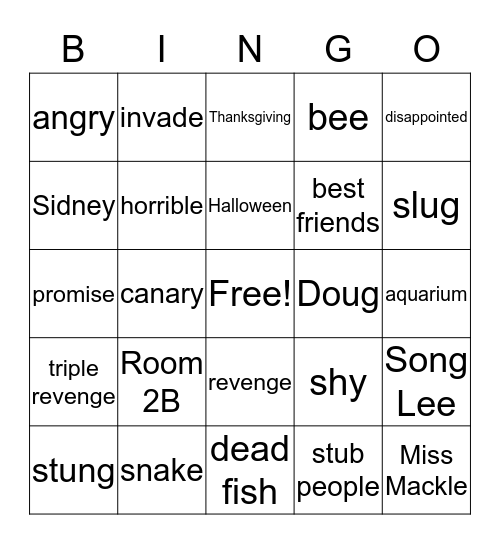 Horrible Harry in Room 2B Bingo Card