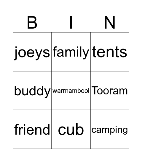 buddy bingo Card