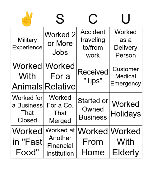 Scott Credit Union Bingo Card
