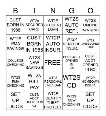 Warm Transfer to SALES BINGO Card