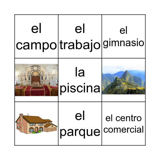 ¿Adónde vas? Bingo Card