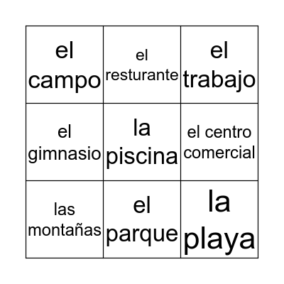 ¿Adónde vas? Bingo Card