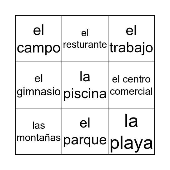 ¿Adónde vas? Bingo Card