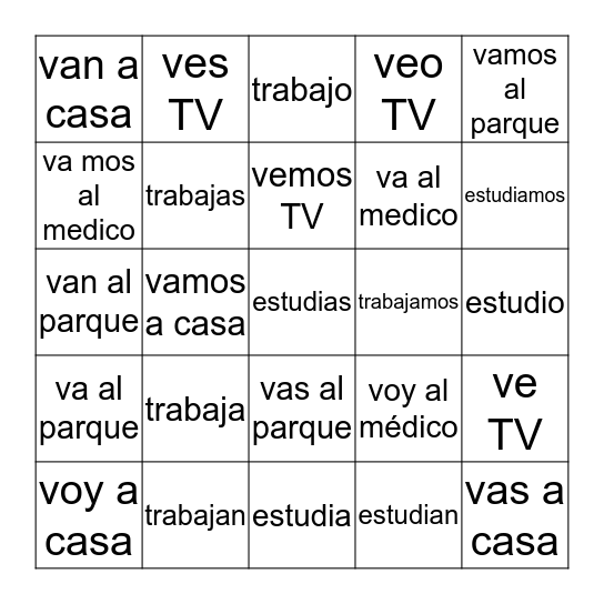 ¿Qué hacemos después de la escuela? Bingo Card