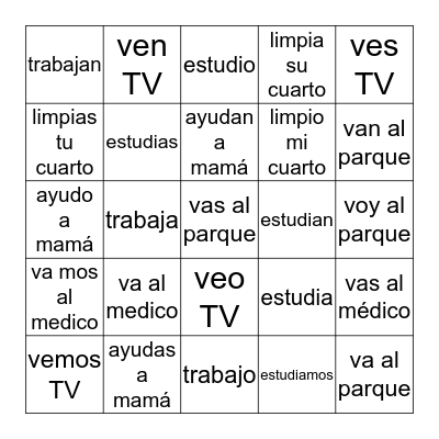 ¿Qué hacemos después de la escuela? Bingo Card